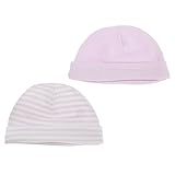 赤ちゃん・ベビー用 ベビーハット 2点セット 赤ちゃん帽子 コットンハット (ワンサイズ) (ピンク/ホワイト)