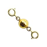 KARMAREY シルバー925製 ネックレス ブレスレット 留め具 マグネット クラスプ 磁石 延長 アジャスター チェーン エンドパーツ 金具 パーツ 接続金具 簡単 (6mmボール, 金)