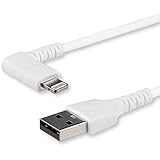 StarTech.com L型ライトニングケーブル 2m ホワイト Apple MFi認証iPhone充電ケーブル 高耐久性 Lightning - USB L字ケーブル RUSBLTMM2MWR