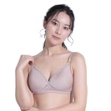 [ルシアン] ノンワイヤーブラ クロスメッシュ 通気性 着け心地ラク モールドカップ ブラジャー レディース ウォルナットベージュ