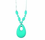 JOGGAN 28 Silicone Teething Necklace With 4 Oval Beads And 4-9mm Beads With 'Gumdrop' Pendant-Turquo