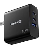 65W PD 充電器 type-c 充電器 新生代GaN技術 3ポート タイプｃ 急速充電器 PSE技術基準適合 PPS PD QC 急速充電規格対応 usb-c*2 usb-a*1 3ポートガリウム充電器 iPhone iPad Android Xperia Kindle 各種 USB-C機器対応（65W-black）