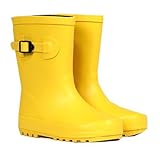 キッズ無地 レインブーツ 長靴 (22cm, イエロー)