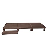 人工木ウッドデッキ 縁台+ステップ 4点セット 0.75坪 連結用ネジ付 樹脂 デッキ 縁台【2色選択可】 (ダークブラウン)