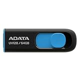【エイデータ】 USBメモリ 64GB UV128 ブラック/ブルー USB 3.2 Gen 1 高速 最大読込速度100MB/秒 AUV128-64G-RBE-I
