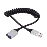 NFHK ケーブル USB 3.0 タイプ A オス - USB3.0 A メス ストレッチ コイル ケーブル 100cm 延長 5Gbps ディスク SSD カメラ データ用