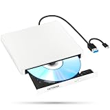DETROVA 外付けDVD/CDドライブ DVDレコ CD/DVD-Rプレイヤー USB3.0&Type-C両用ケーブル Window/Linux/Mac OS対応 読み出し&書き込み エラー校正 TYPE-Cコネクター付き 景品DVD-R付き 日本語取扱説明書付き (ホワイト)