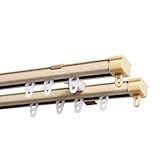 グラムスタイル カーテンレール ダブル 伸縮 角型 1.6-3.0m 天井付け 正面付け 兼用 木目調 おしゃれ ナチュラル