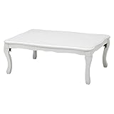 カジュアル折りたたみこたつテーブル 本体 【長方形 幅105cm】 ホワイト 『LUCIFER』 猫足 姫系 ルシファー105T-WH