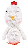 C-Princess ベビー 赤ちゃん用 おもちゃ ニット ぬいぐるみ 人形 かぎ針編み にわとり 動物 カワイイ 癒し系 家飾り 店飾り インテリア 写真 撮影小道具 誕生日 贈り物 ホワイト