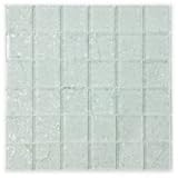 ICL I-130 Crackle Glass Tile, 12 x 12 Sheet, 11 Sheets Per Box, White