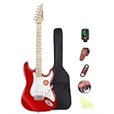 Bullfighter エレキギター 初心者セット 男の子、女の子、学生、大人向け えれきギター弦、ピック、ケース、ストラップ付属 ST エレキギター MS100(red)