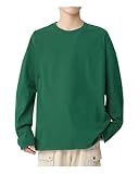 Sukinana 7.7oz tシャツ メンズ 長袖 綿100% 肉厚生地 1枚組 3枚組 ゆったり ロングtシャツ 無地 ティーシャツ 部屋着 ヘビーウェイト インナーシャツ 男女兼用 複数色選び 春秋冬 (JP, アルファベット, XL, ビリジアン)