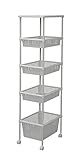 アイリスオーヤマ ワゴン メタルポール 5段 幅33.5cm 深型 ホワイト MKW-5W1D