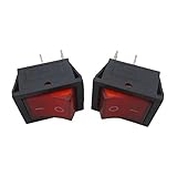 Goliton®　5X KCD4-201N穴あけ　4ピン　　オンオフボートロッカースイッチ　電源スイッチ　220V　赤色光
