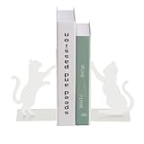 A-ITEM × neko design ブックエンド 猫 手で本を支えるデザイン 2個セット 本立て (ホワイト)