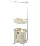 レクエア ランドリーバスケット(2段)タオルハンガー付き アイボリー LQ-H-IV
