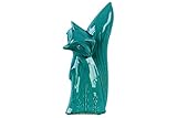Urban Trends Collection 27215 4 Piece Large Distressed Gloss Turquoise Ceramic Sitting Fox Figurine 