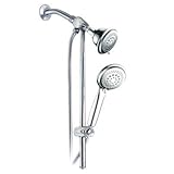 DreamSpa 瞬間取り付け ドリル不要 高さ/角度調整可能 36セッティング 3ウェイ シャワーヘッド/22インチ ステンレススチール スライドバー付き 手持ち式シャワー クローム仕上げ