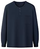 [JHIJSC] tシャツ メンズ 長袖 春 綿 無地 おしゃれ ゆったり カジュアル 大きいサイズ (JP, アルファベット, XL, ネイビー)