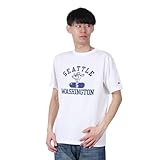 [チャンピオン] 半袖Tシャツ 半袖 丸首 綿100% COTTON USA グラフィックプリント SHORT SLEEVE T-SHIRT メンズベーシック C3-B348 ホワイトＸブルー