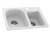 Swanstone KSDB-2518-010 25-Inch by 18-Inch Super Saver Double Bowl Kitchen Sink, White Finish [並行輸入品