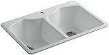 KOHLER K-6482-1A4-95 Bellegrove Double Bowl Top-Mount Kitchen Sink with One Hole Drilling, Ice Grey 