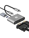VCOM 4-in-1 USB-C ドッキングステーション 4K@60Hz Dualディスプレイ 100W急速PD充電 HDMI+VGA+USB2.0ポート MSTサポート MacBook Air/iPad Pro/Dell XPS/Surface/Samsung Galaxy対応