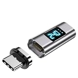C.WEST USB C マグネット アダプタ 、40Gbps USB4高速データ転送、240W PD急速充電、8K 60Hz HD映像信号伝送、USB4.0 Type-C 電圧電流チェッカー Thunderbolt 3/4/PC/MacBook/iPhone/Androidスマホ/Switchおよび他のUSB-Cデバイス対応 (ストレートタイプ 1個入)