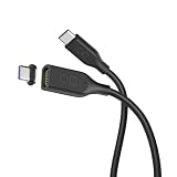 CIO マグネットシリコンケーブル 100W対応 USB Type-C 磁石で脱着 防水規格 IPX5対応 iphone15/16/17 タイプC ケーブル (ストレート,ブラック, 1m)