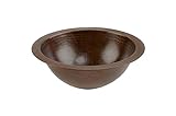 Premier Copper Products LR12FDB Small Round Under Counter Hammered Copper Sink, Oil Rubbed Bronze [並