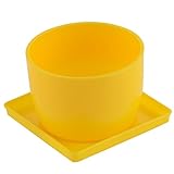 uxcell ホーム パティオ 庭園 プラスチック カップ形 サボテン アロエ 植物 植木鉢 イエロー トレイ