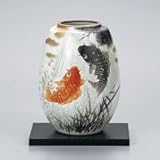 九谷焼　花瓶　8号　夫婦鯉滝登り　福田良則　AP2-1349
