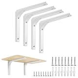 [Xpang]棚受け金具 棚受けブラケットL字金具 耐荷重70kg 壁掛け吊り棚 金具棚うけ 部屋 キッチン L字金具 スチール製 省スペース DIY 収納 アクセサリーネジ付 (ホワイト, 150ｍｍ×125ｍｍ×20ｍｍ-4個)