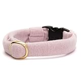 ぽぽねこ ウルトラストレッチ猫首輪 無地 セイフティーバックル・鈴付き・ハゲにくい・日本製 (ライトピンク, M)