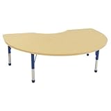 ECR4Kids 48" x 72" Kidney Shape Activity Table, Standard Legs w/ Ball Glides (Gray Top/Blue Edge) [並