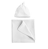 Coyuchi Organic Baby Gift Set - Linen Jersey Blanket & Hat Set - Alpine White by Coyuchi