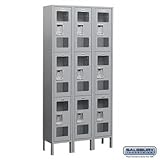 AssembledシースルーTriple階層3ワイドロッカーサイズ: 78 " H x 36 " W x 12 " D、カラー：グレー