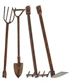 Rusty Mini Garden Tools Set Shovel Rake Pitchfork Hoe Country Primitive Garden D?cor [並行輸入品]