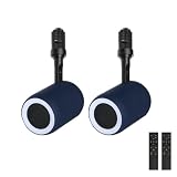 JIASONG ダクトレール スピーカー レール用 Bluetooth スピーカー付きライト ポータブル 小型 ブルートゥース リモコン付き ブラック ホワイト ブルー グレー サクラピンク 照明一体型 レールライト対応 部屋 リビングダイニング キッチン 寝室 美容院 店舗 (オーシャンブルー, 2台「リビング・カフェ向け」)