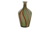 Essential D?cor Entrada Collection Striped Glass Vase, 14-Inch, Green/Red [並行輸入品]