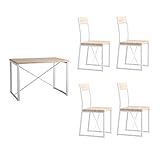 ホワイト／【5点セット】 ダイニングセット ダイニング テーブル チェア シンプル ダイニングテーブル ファミリー 家族テーブル コンパクト セット クラージュ