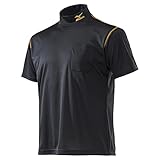 【MIZUNO】ミズノ ハイネック 半袖 シャツ ナビドライワークシャツ ユニセックス f2ja0182 (99)ブラック×ゴールド XL