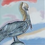 Pelican Bird装飾セラミック壁アートタイル6 x 6