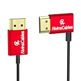 Alvin's Cables HDMI 2.1 ケーブル 8K 48Gbps 超薄型 Φ2.4mm 8K@60Hz / 4K@120Hz 対応 カメラ用 HDMI Sony A7/A9・BMPCC・Panasonic GH5・Canon C70・Atomos Ninja・Feelworld モニター対応、ストレート-左向きL型、1M