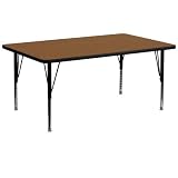 30''W x 72''L Rectangular Activity Table with 1.25'' Thick High Pressure Oak Laminate Top and Height