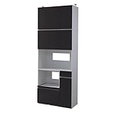 JKプラン Alnair　キッチン家電収納庫（鏡面仕上げ）レンジボード 上ラック付き 幅90cm ダークブラウン FAL-0002SET-DB