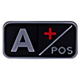 血液型ワッペン PVC製 タクティカル マジックテープ対応 3×5cm ブラックミリタリーパッチ NYANDELMO ND-0176-R02-A-pl