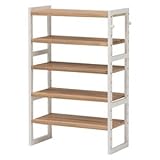 シューズラック 木製 可動棚/フック2個付き アイボリー