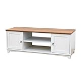 テレビボード 幅117×奥行41.2×高さ42.9cm ロータイプ 棚付き ホワイトウォッシュ フレンチスタイル